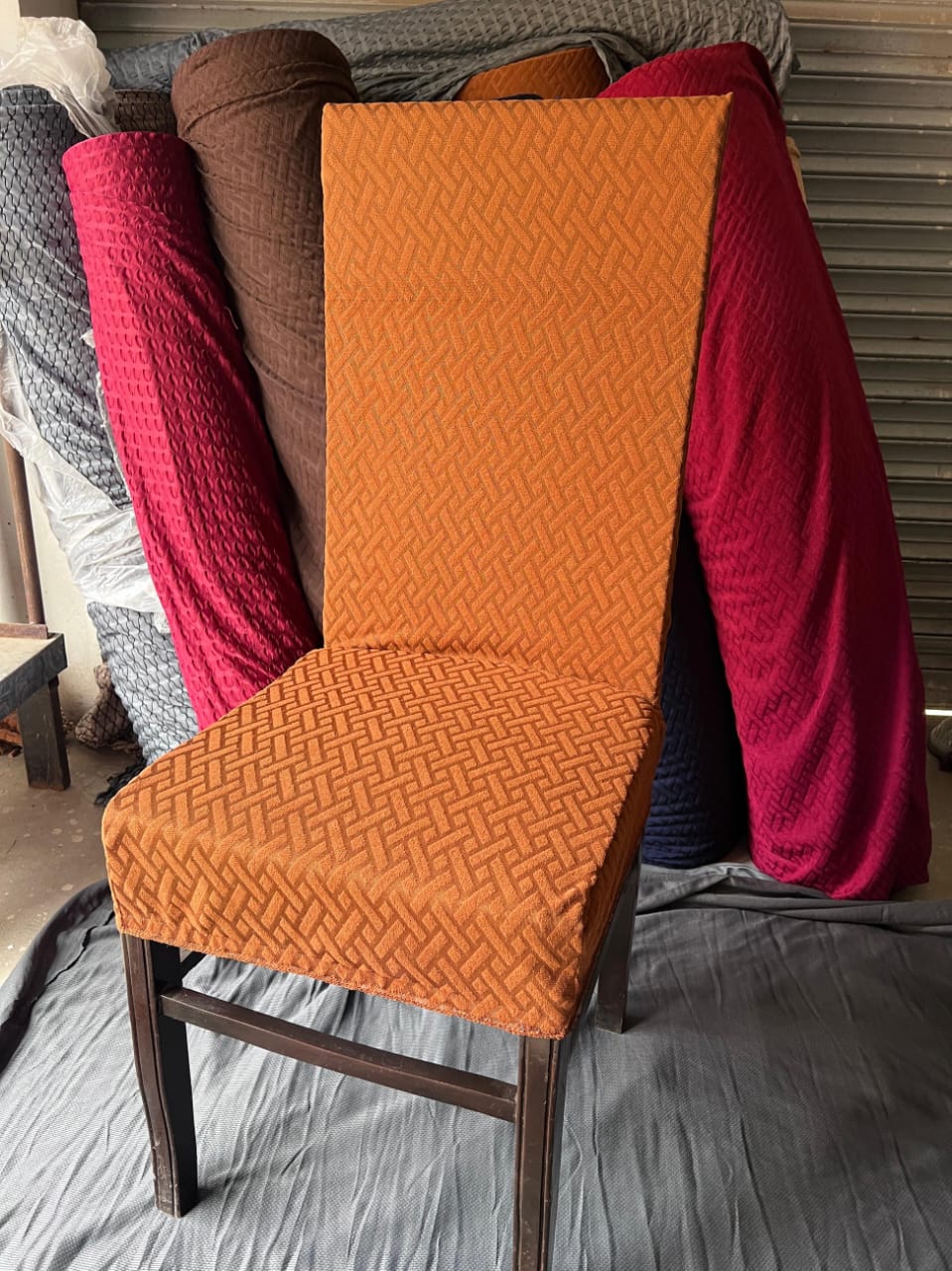 New Thickend Velvet Strip Design Dinning Chair Covers