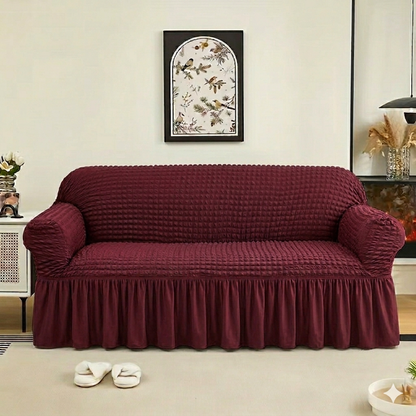 Frill Style Bubble Stuff Sofa Cover (Maroon Color)