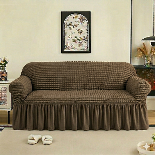 Frill Style Bubble Stuff Sofa Cover (Dark Grey Color)