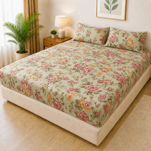 Printed 3 Piece's Quilted Bedsheets Set (100% Waterproof) New Arrivals! Luxury Bedsheet tm-0015