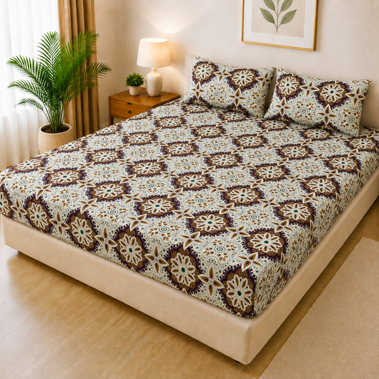 Printed 3 Piece's Quilted Bedsheets Set (100% Waterproof) New Arrivals! Luxury Bedsheet tm-0010