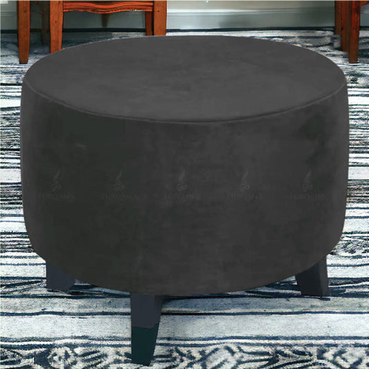 Round Elastic Velvet Puffy Cover (Black Color)