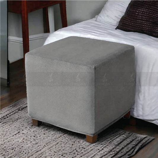 Square Elastic Velvet Puffy Cover (Grey Color)