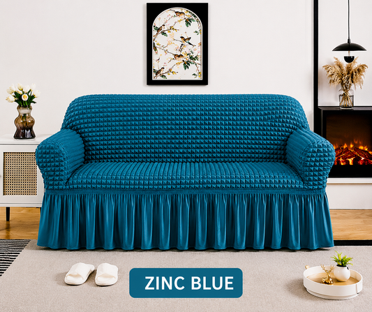 Frill Style Bubble Stuff Sofa Cover (Zinc Color)